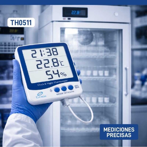 Termohigrómetro con sonda externa y reloj - ELICROM