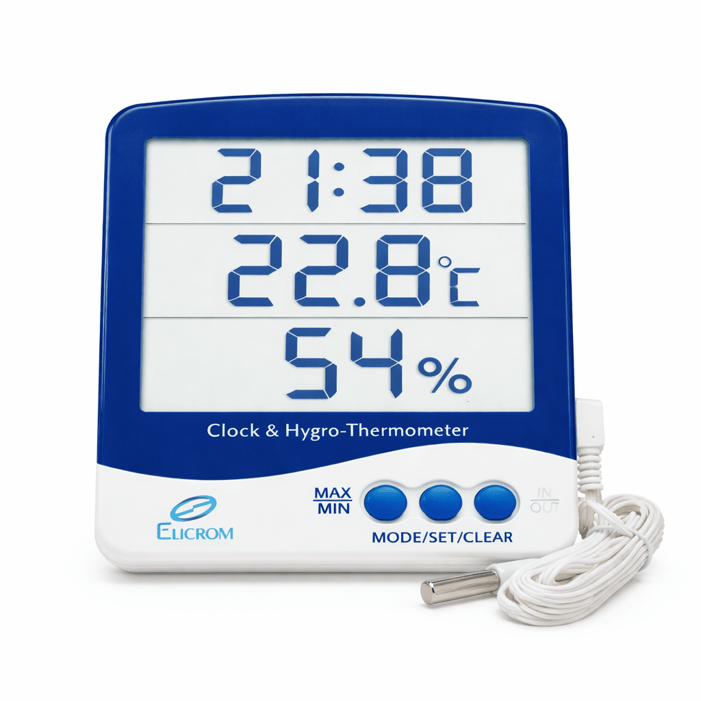 Termohigrómetro con sonda externa y reloj - ELICROM