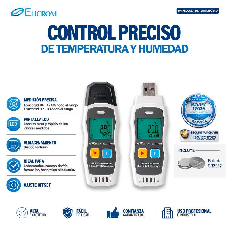 Datalogger con USB ELC330TH - ELICROM