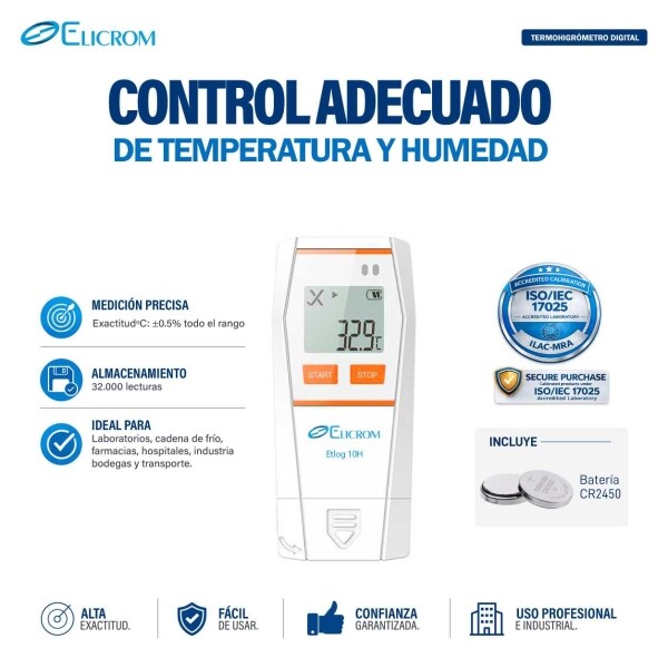 Datalogger de temperatura y humedad con sonda externa - ELICROM