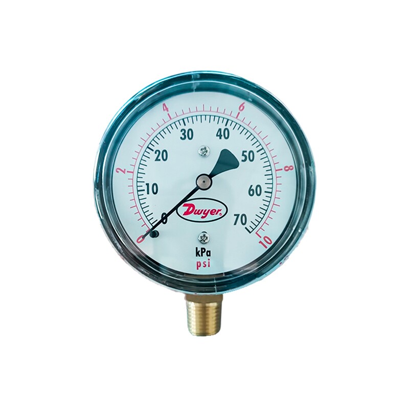 Manómetro 0 a 10 PSI modelo LPG5 de DWYER conexión inferior de 1/4 NPT - ELICROM