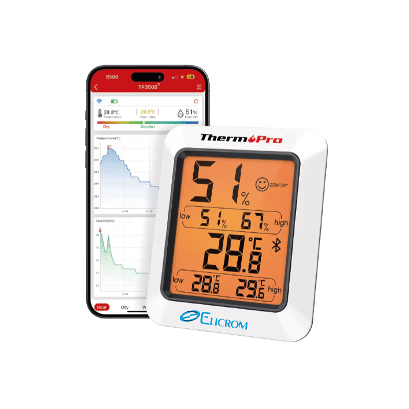 Termohigrómetro digital para interiores y monitor de humedad con bluetooth - ELICROM